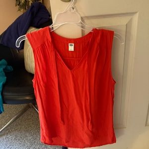 Sz S orange top sleeveless with ties NWOT